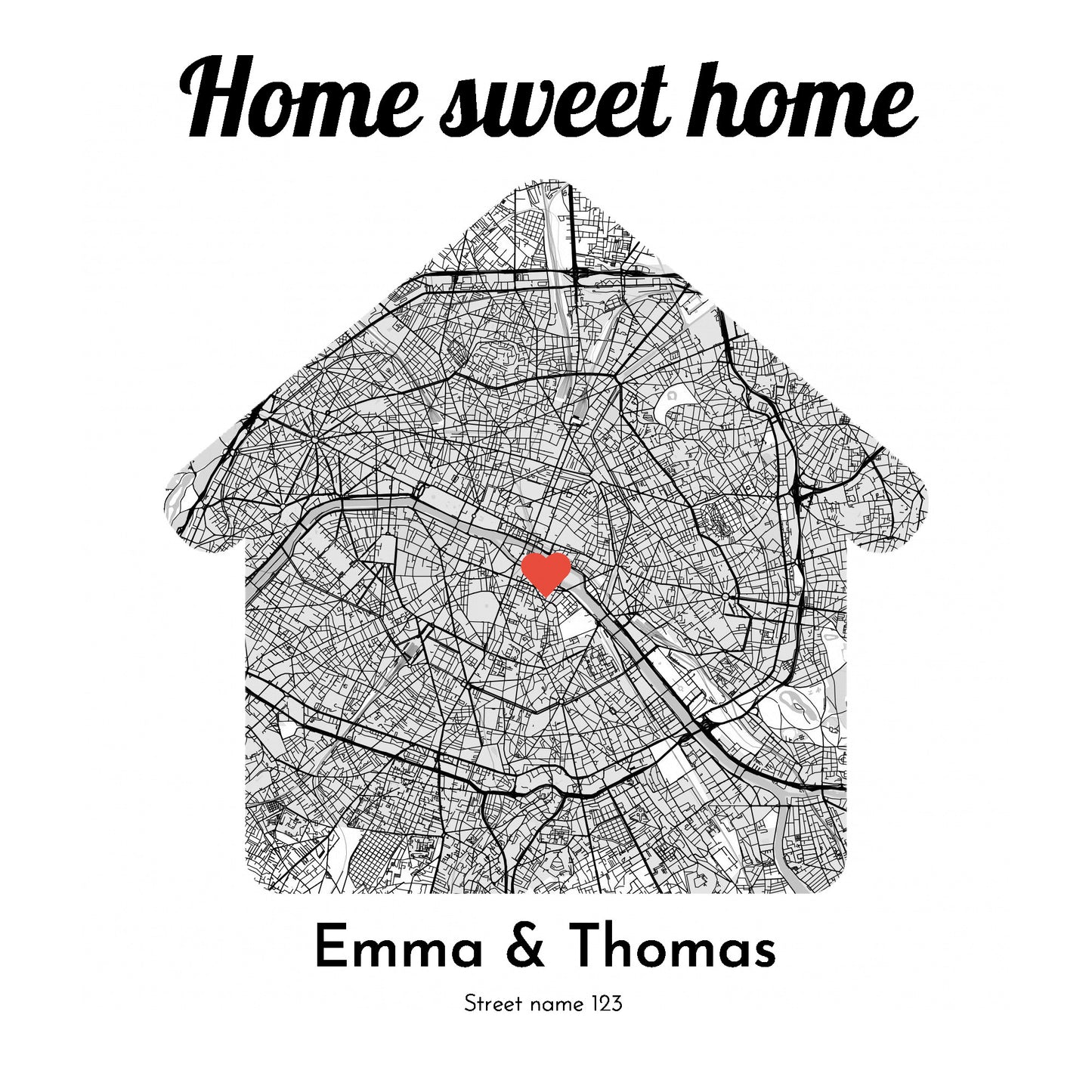 City Map with house and heart